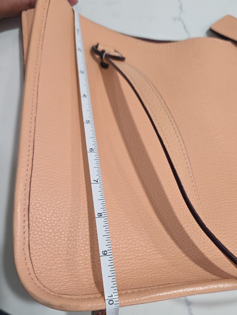 Coach Pebbled Leather Tote in Peach Blush with Dark Interior - Picture 10 of 13